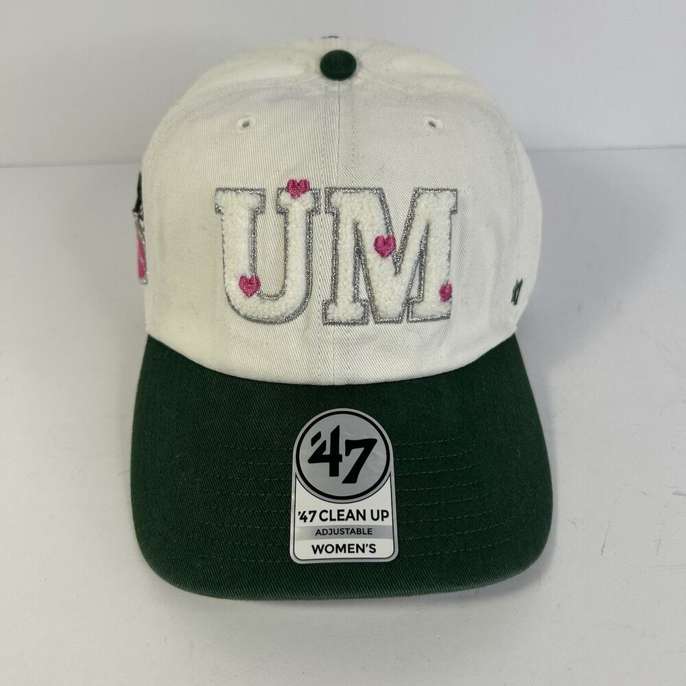 Women's '47 Brand University of Miami Hurricanes White Green Pink Hearts Hat Cap